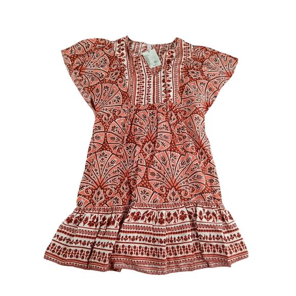 Knox Rose Shirt Women XS Orange Cottagecore Boho Pattern Flowy Tunic Pockets NWT - Picture 1 of 9